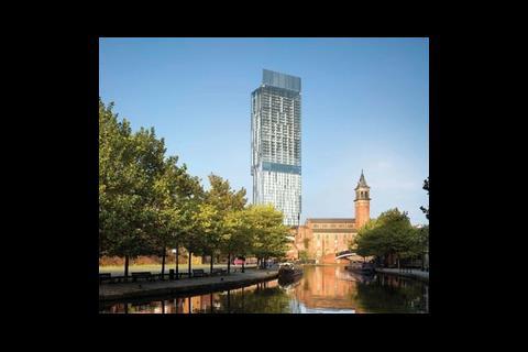 The Beetham Tower in Manchester combines residential apartments with a hotel, and its slim profile posed technical challenges for developers